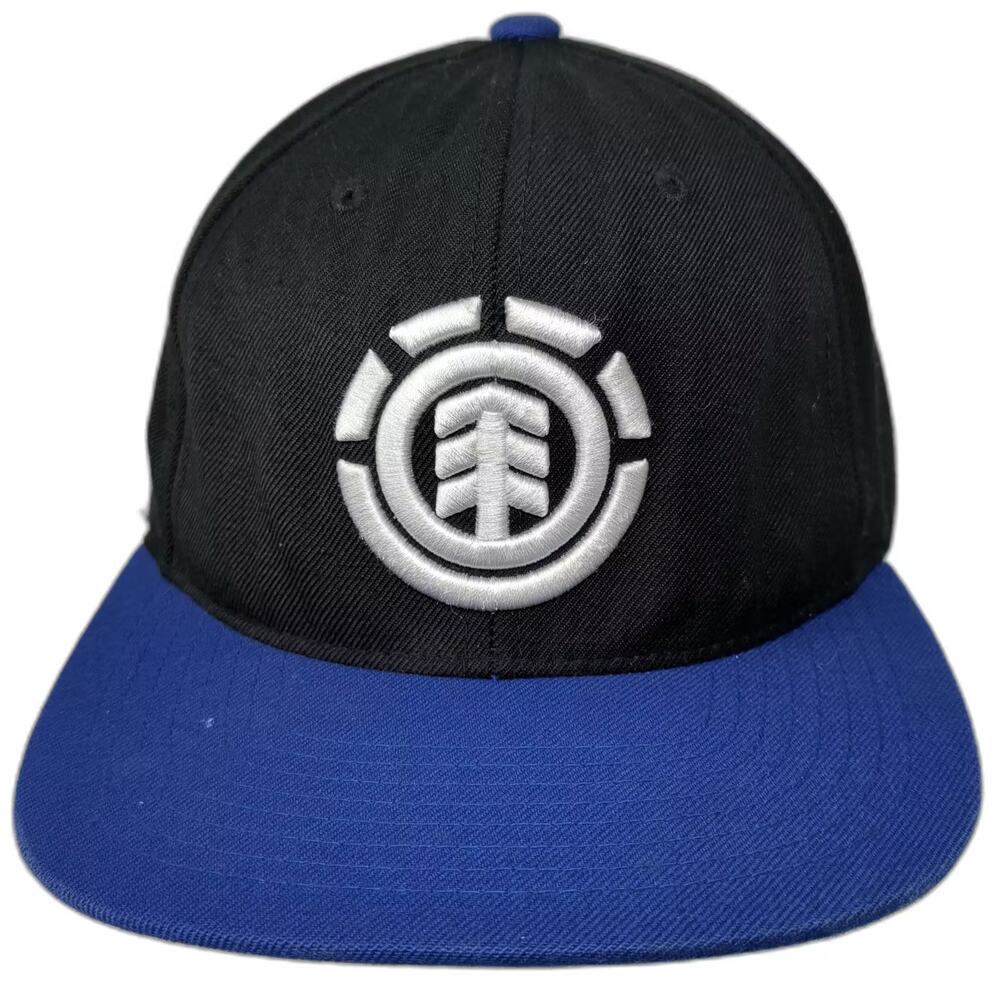 Element Snapback Hat Black Blue OS Flat Brim Embroidered Logo Adjustable Cap